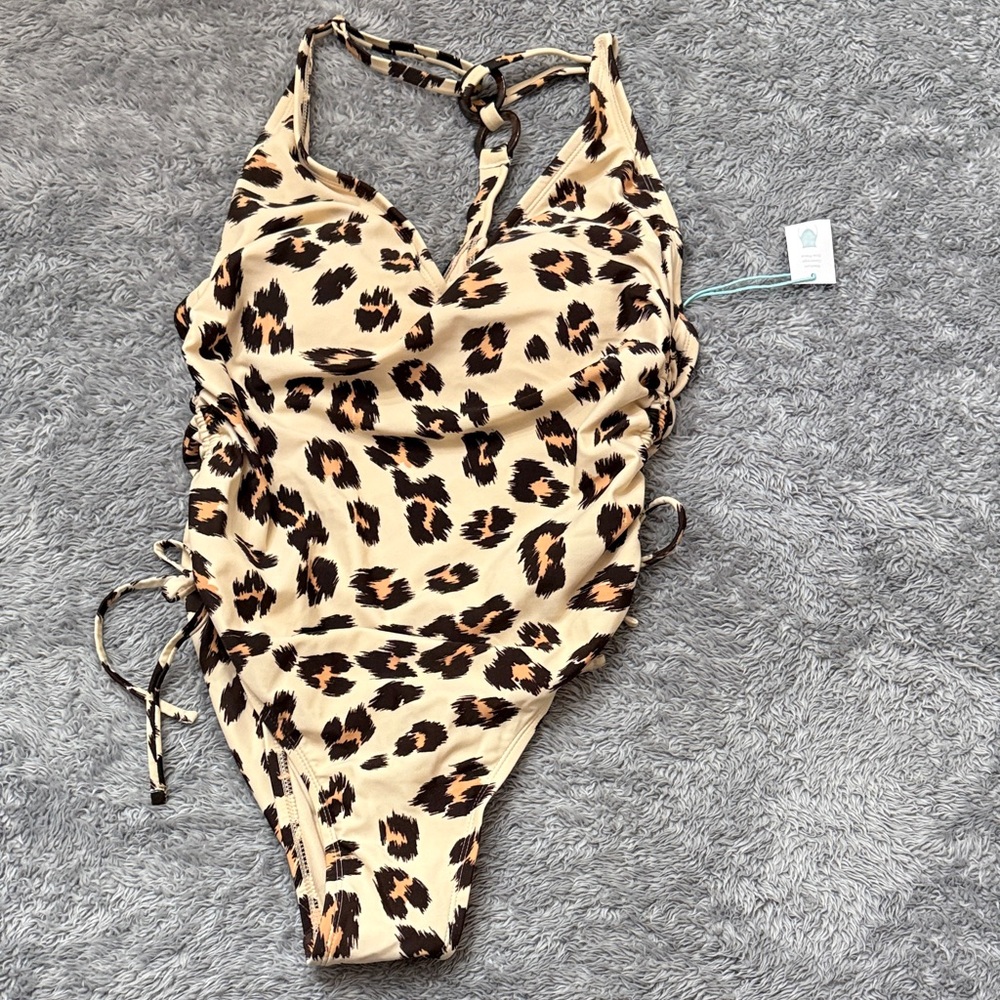 Kona Sol Kids One Piece in Tan and Black Animal Print